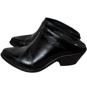 Vtg Y2K Code West Black Embroidered Urban Cowgirl Mules Bootie Western Rodeo 7.5